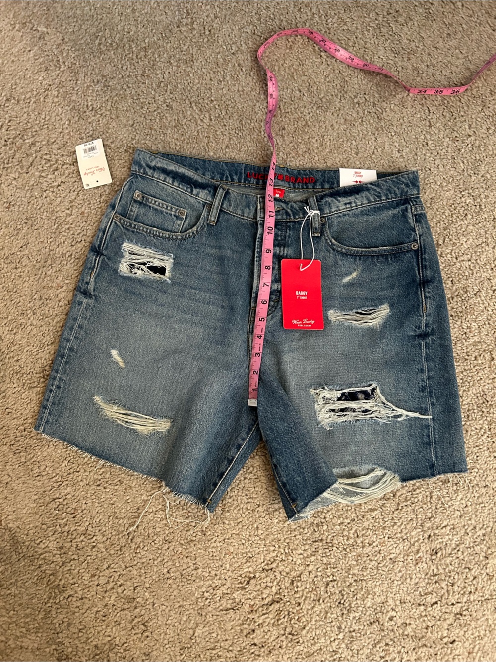 🌀Lucky Brand NWT Distressed Denim Shorts - Blue - Picture 9 of 12